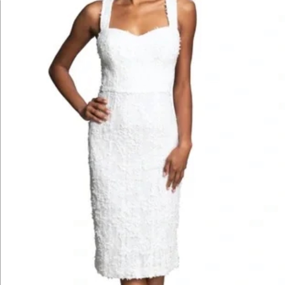 NWT Dress Population Nicole Sweetheart Bodycon Cocktail large Floral lacetexture